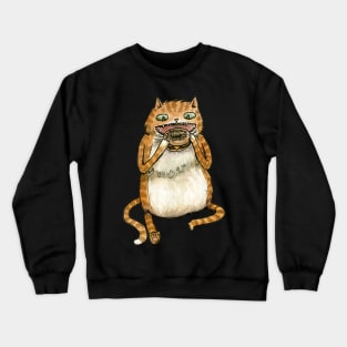 Delighted Cat with a Breakfast Sandwich Crewneck Sweatshirt